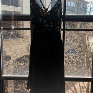 Black Mini Cocktail Dress with Sparkle Top